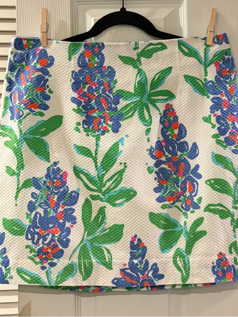 Lilly Pulitzer Lynnie Floral Skirt 8 Fresh Cut Blue Bonnets Print Honeycomb Piqu